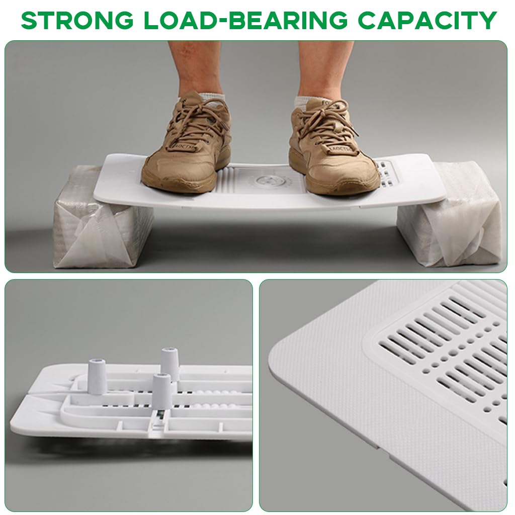 HASTHIP Squat Toilet Cover with Removable Drain Lid featuring Lifting Handle 30x50cm White