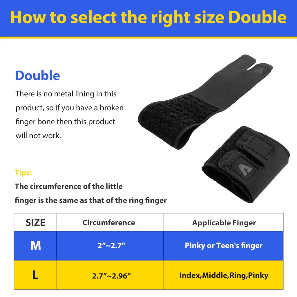 PROBEROS Finger Splint for Pain Relief and Sports Injury Support with Dual Finger Design | Adjustable 6.5–7.7 cm Fit and Skin‑Friendly Nylon