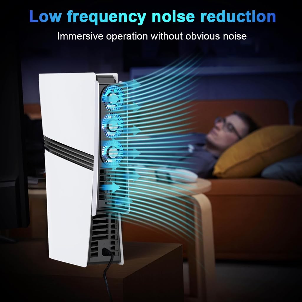 ZORBES USB Cooling Fan for PS5 Pro with Triple Fan Design and LED Blue Light | Low Noise