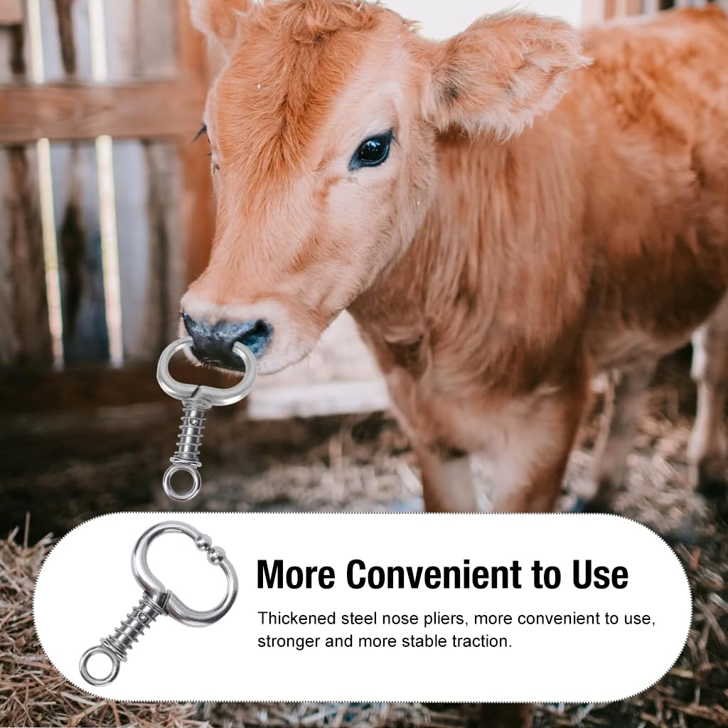 Qpets Cattle Nose Ring for Bulls and Cows with Clip‑on No‑piercing Design | Stainless Steel Detachable Control Tool
