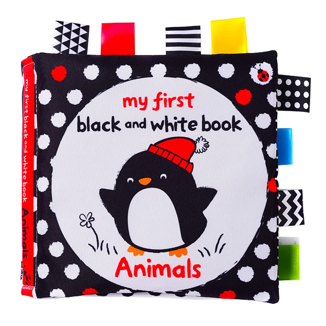 SNOWIE SOFT® First Baby Cloth Book for Babies High Contrast Black and White Interaction Book,Cartoon Animal Theme,Cloth Books for Baby Early Education Vision Development for 3-12 Months