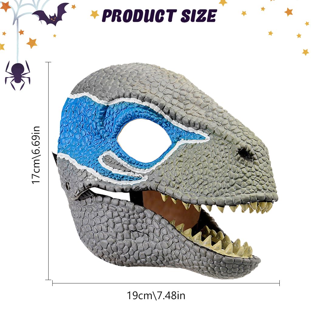 PATPAT® Halloween Mask Kids Mask Dinosaur Mask Elastic Headband Dinosaur Head Mask with Moving Open Jaw Cosplay Mask Party Favor Role Play Game Prep Children's Gift