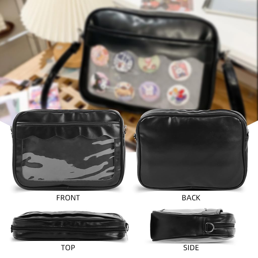Zibuyu Kawaii Crossbody Bag for Girls with Clear DIY Display Window and Waterproof Fabric | Cute Anime Shoulder Purse for Phone Wallet and Lipstick Storage