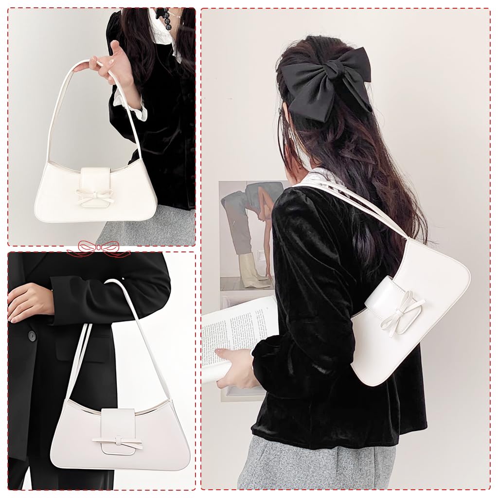 PALAY Shoulder Bag for Women featuring Bow Charm and Snap & Zipper Closure | 27x14cm Patent Leather