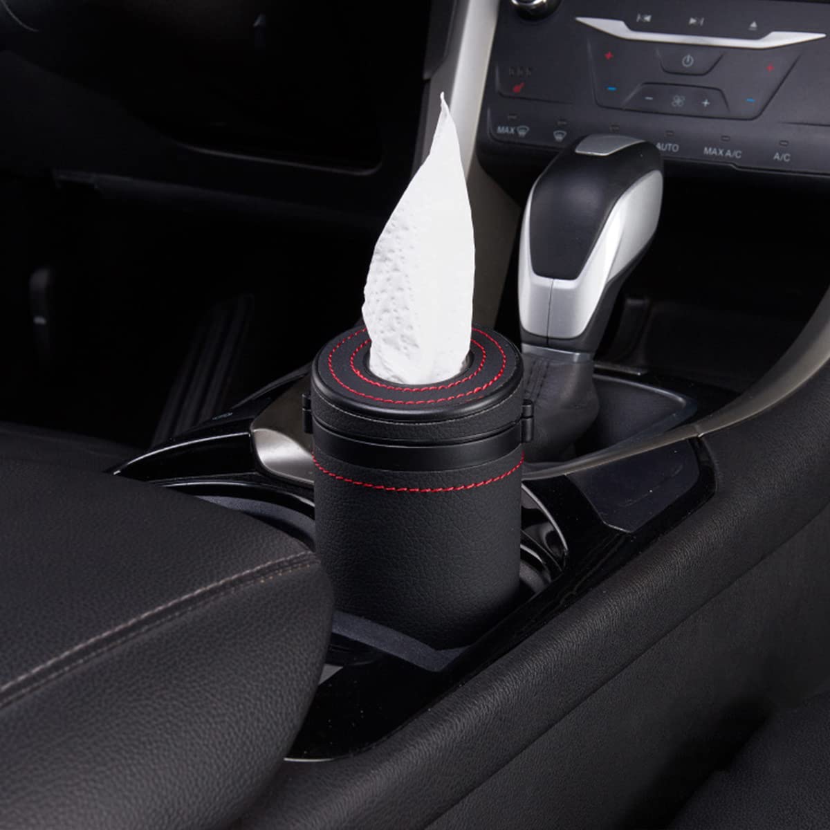 HASTHIP Car Tissue Paper Holder for Cup Holder | 2.75 in PU Leather Cylinder Box 2PCS