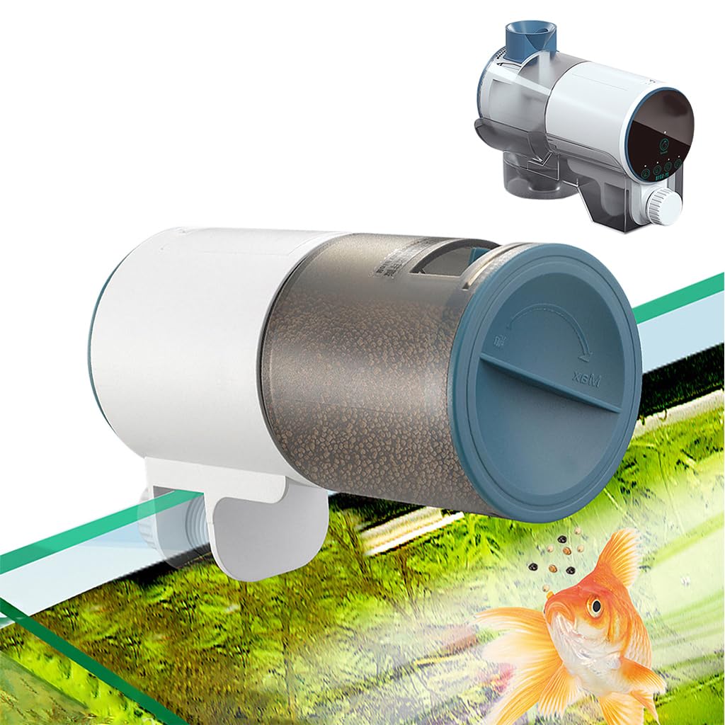 Qpets Fish Feeder with 220ml Moisture-Proof Hopper for Aquariums | 4 Timer Settings