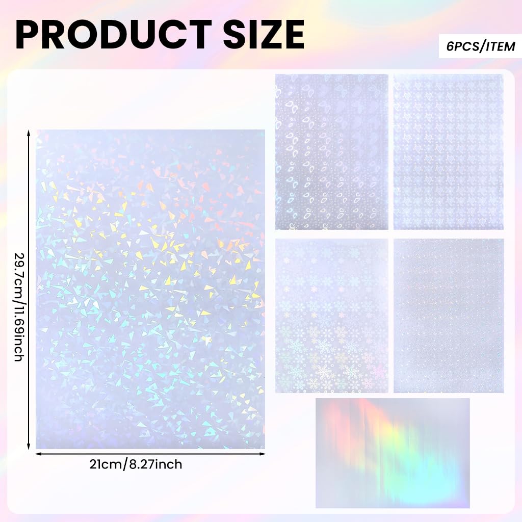 OFIFO Holographic Vinyl Sticker Paper for DIY Crafts with 36 A4 Sheets | Waterproof and Self Adhesive