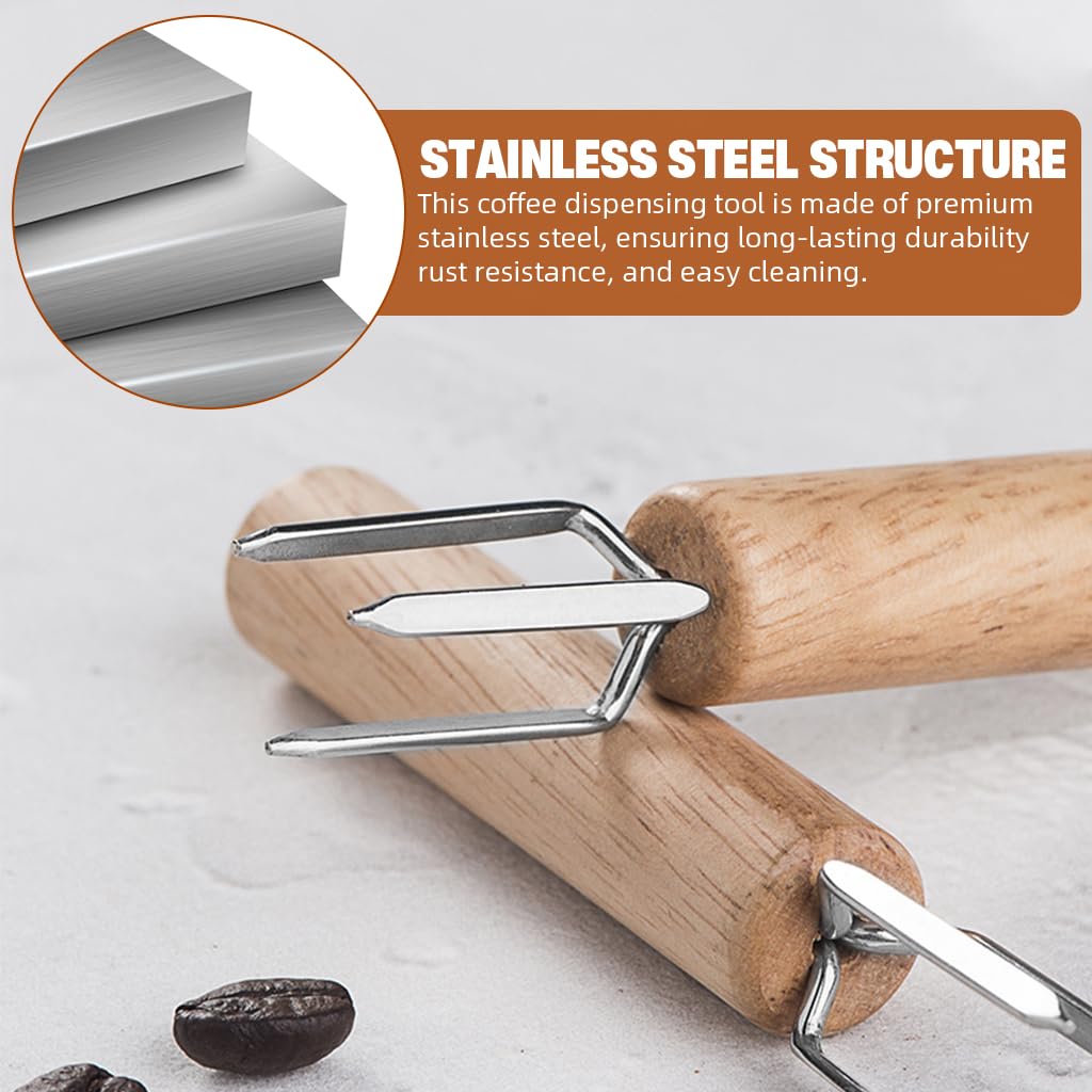 ZIBUYU Coffee Stirrer for Espresso with Three Tong Design and Wooden Handle | Stainless Steel Tool