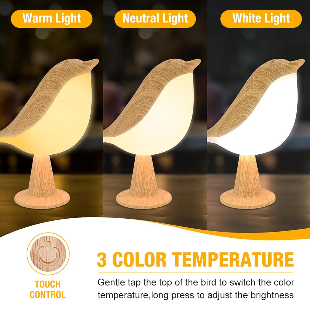 Verilux Desk Lamp for Home Decor with 1800mAh USB Rechargeable Battery | 3 Color LED Bird Aromatherapy Light