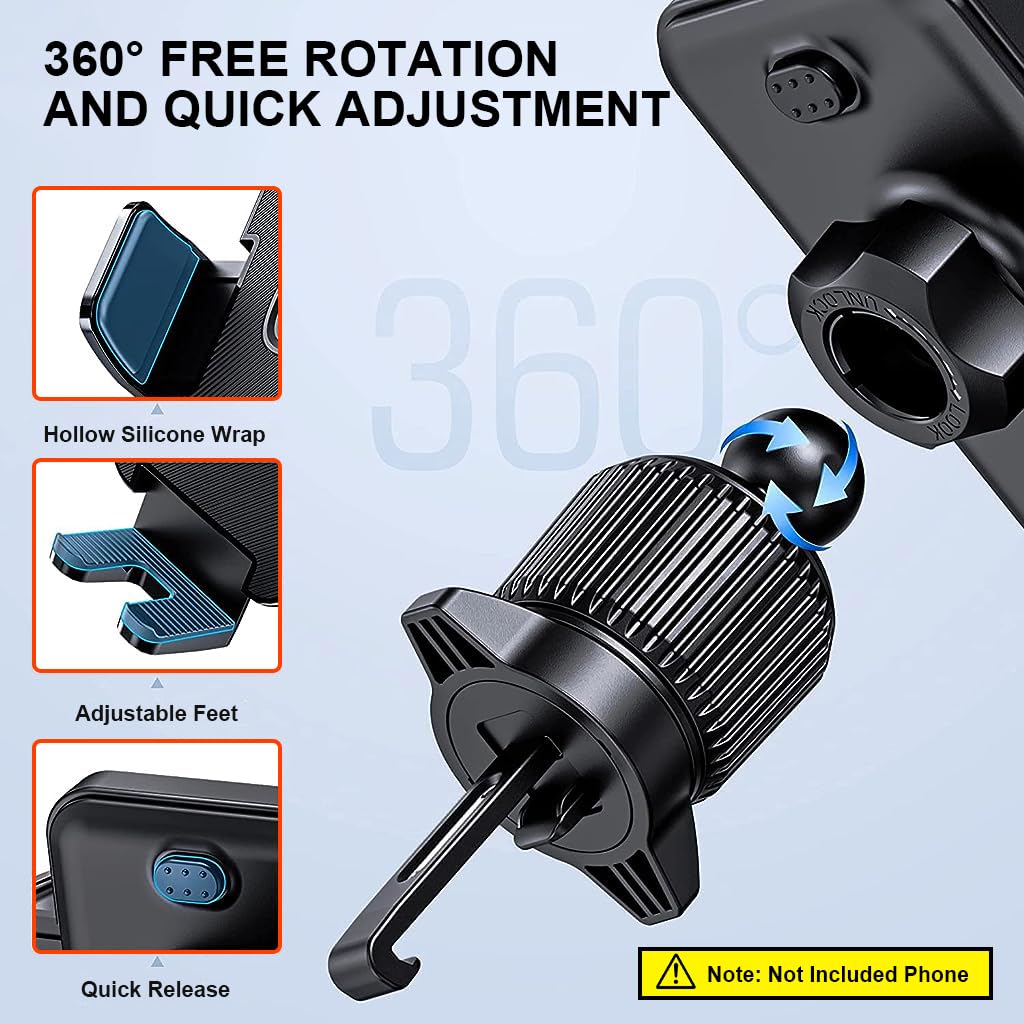 STHIRA Car Mobile Holder for Air Vent with 360° Rotation and Retractable Claws | Fits 4–7.1 in Phones