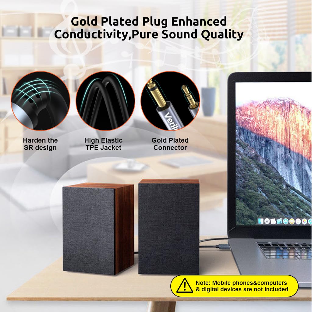 Zeitel 6.35mm to 3.5mm Stereo Audio Cable for Guitar and Amplifier featuring 10ft Nylon Cord | 24K Gold Plated Connector