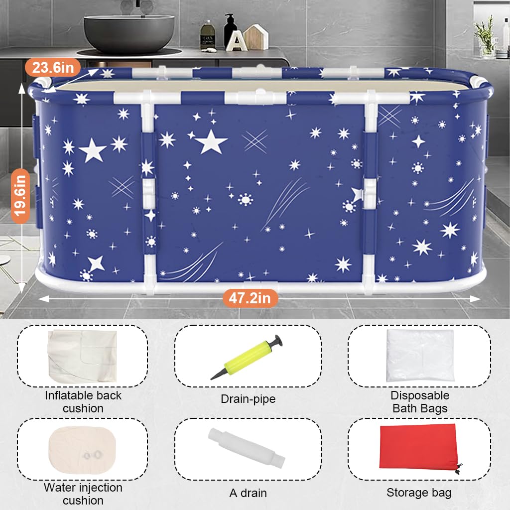 HANNEA Home Spa Bathtub for Small Spaces with Folding Design and Back Support | 47.2 in Soaking Tub