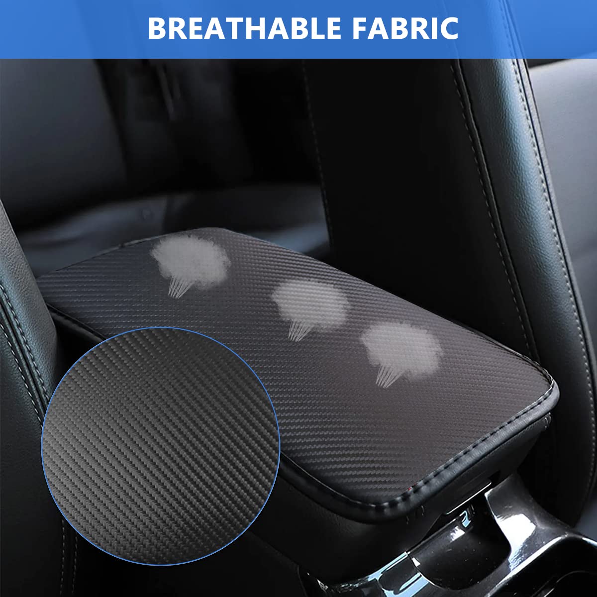 Car Center Console Pad for Arm Comfort with Elastic Belt Fixing and 12.2×7.28 in PU Leather | Waterproof Universal Fit for Car SUV Truck