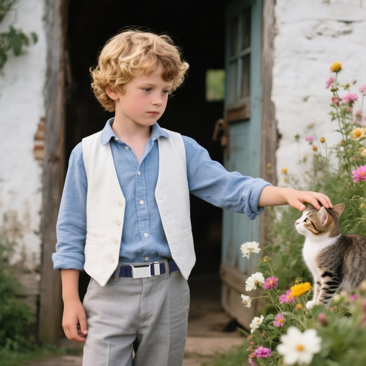 GUSTAVE Kids Belt for Boys and Girls featuring Adjustable Silver Buckle | 2pcs Elastic Grey and Navy Blue Set