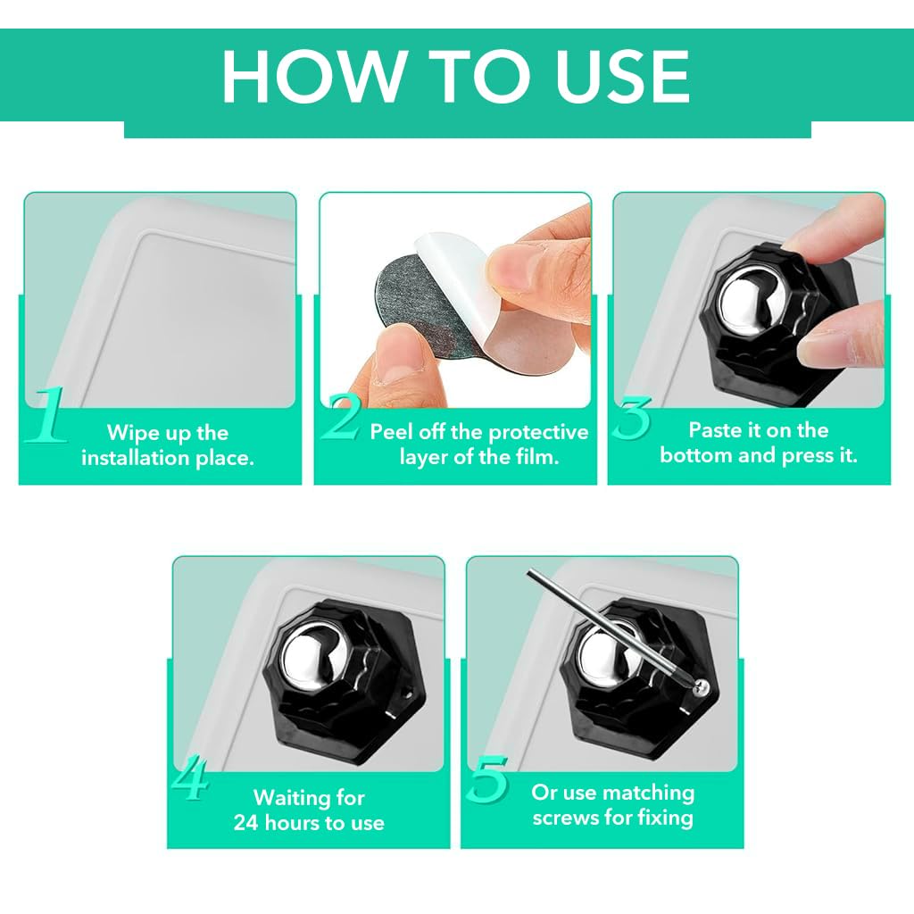 HASTHIP Caster Wheel for Furniture and DIY Projects featuring 360° Swivel | 4pcs 200kg Load