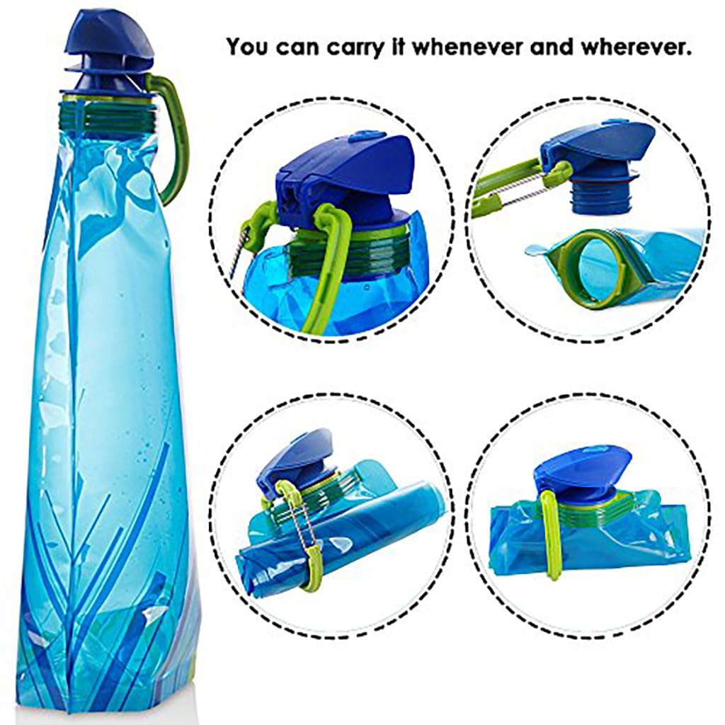 ZIBUYU Foldable Water Bottle 700ml 3 Pack for Travel and Outdoor with Collapsible Design | BPA Free Reusable Hydration Set