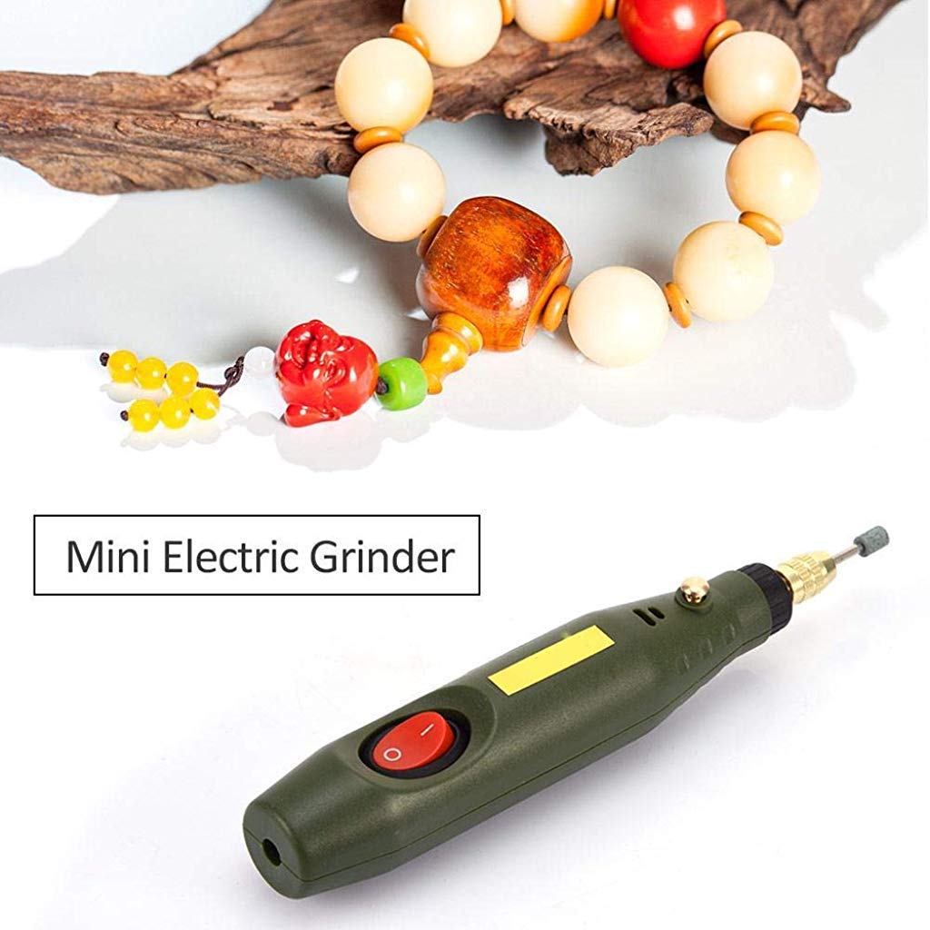 HASTHIP Mini Portable Electric Grinder Set for Polishing and Drilling with Ergonomic Handle | Includes 4 Stone Mills and 5 Drills