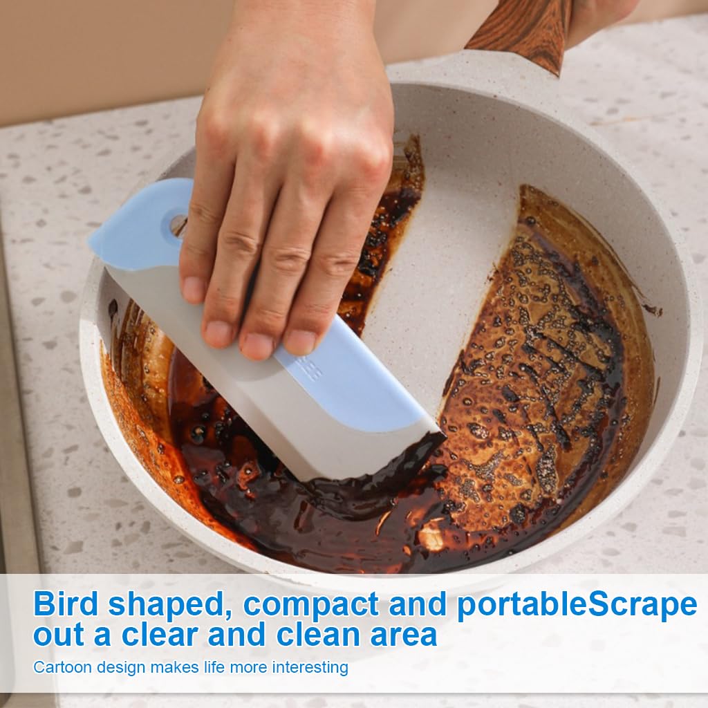 ZIBUYU Bird Glass Wiper for Bathroom Mirrors with Ergonomic Handle and Soft TPR Edge | 3-Piece PP Cleaning Tool Set