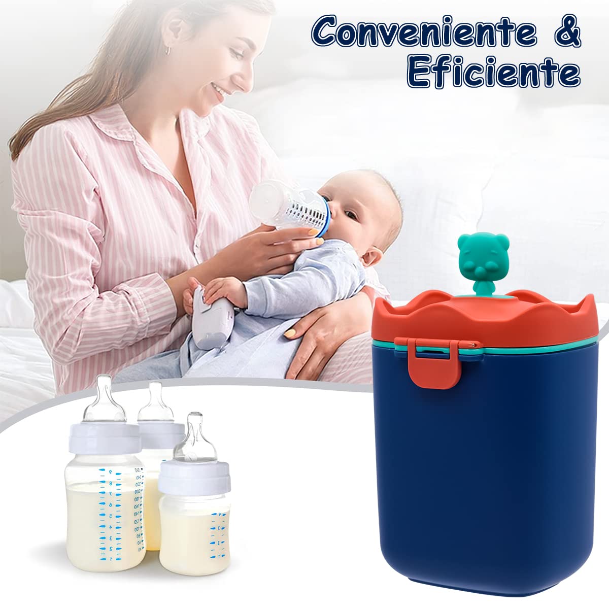 SNOWIE Baby Formula Dispenser for Travel with 430g Capacity featuring Double Lid Seal | BPA Free PP Container for Milk Powder and Snacks