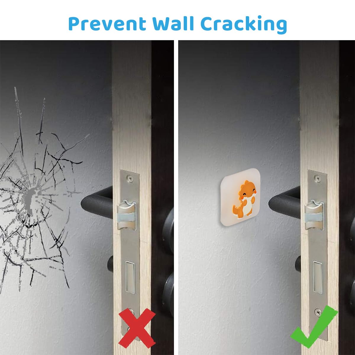 Serplex Door Handle Bumpers for Wall Protection with Self Adhesive Rubber | 6Pcs Quiet Stoppers