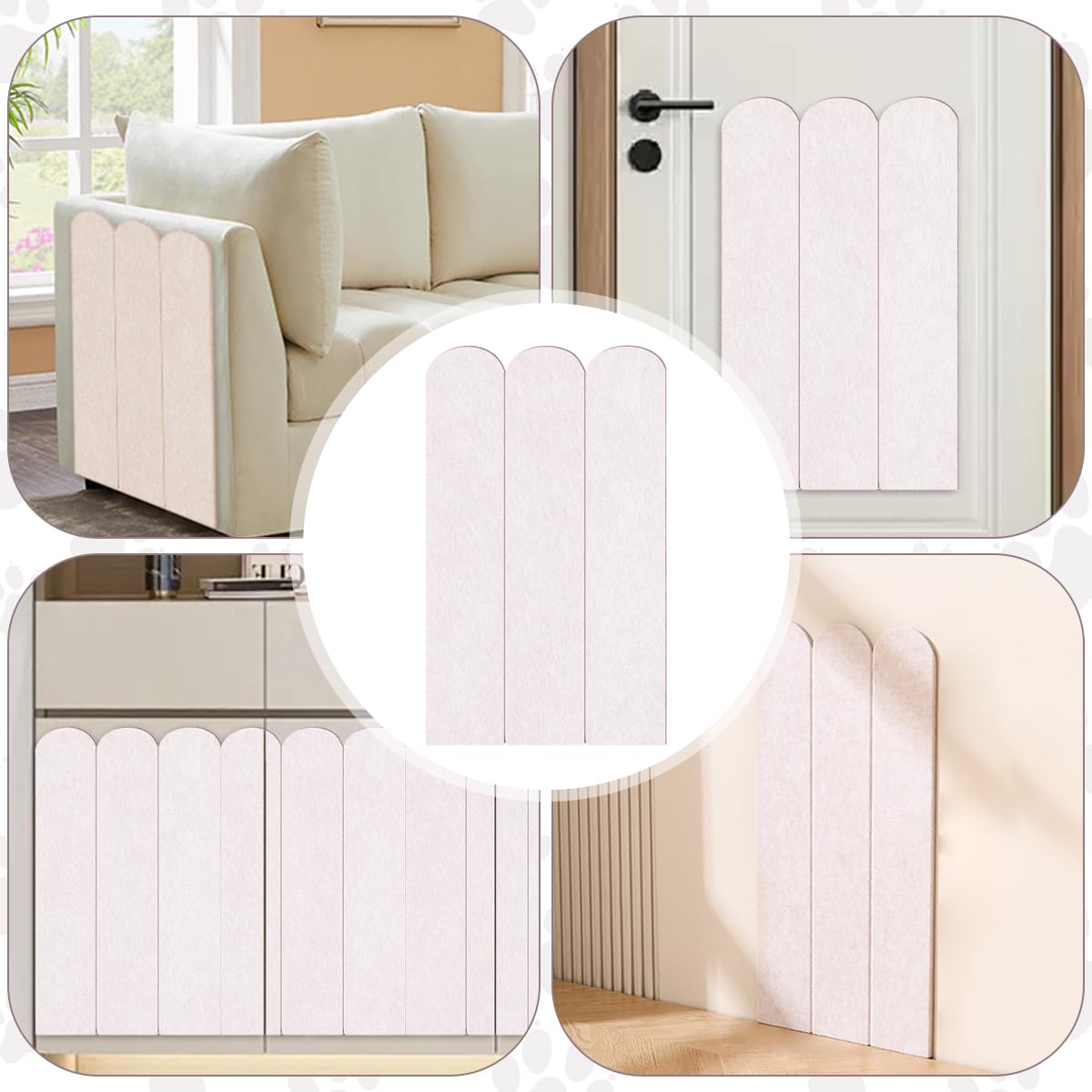 Qpets Cat Scratcher Mat for Wall Protection with Self-Adhesive Design 30x60cm PVC Felt | Decorative Fence Style