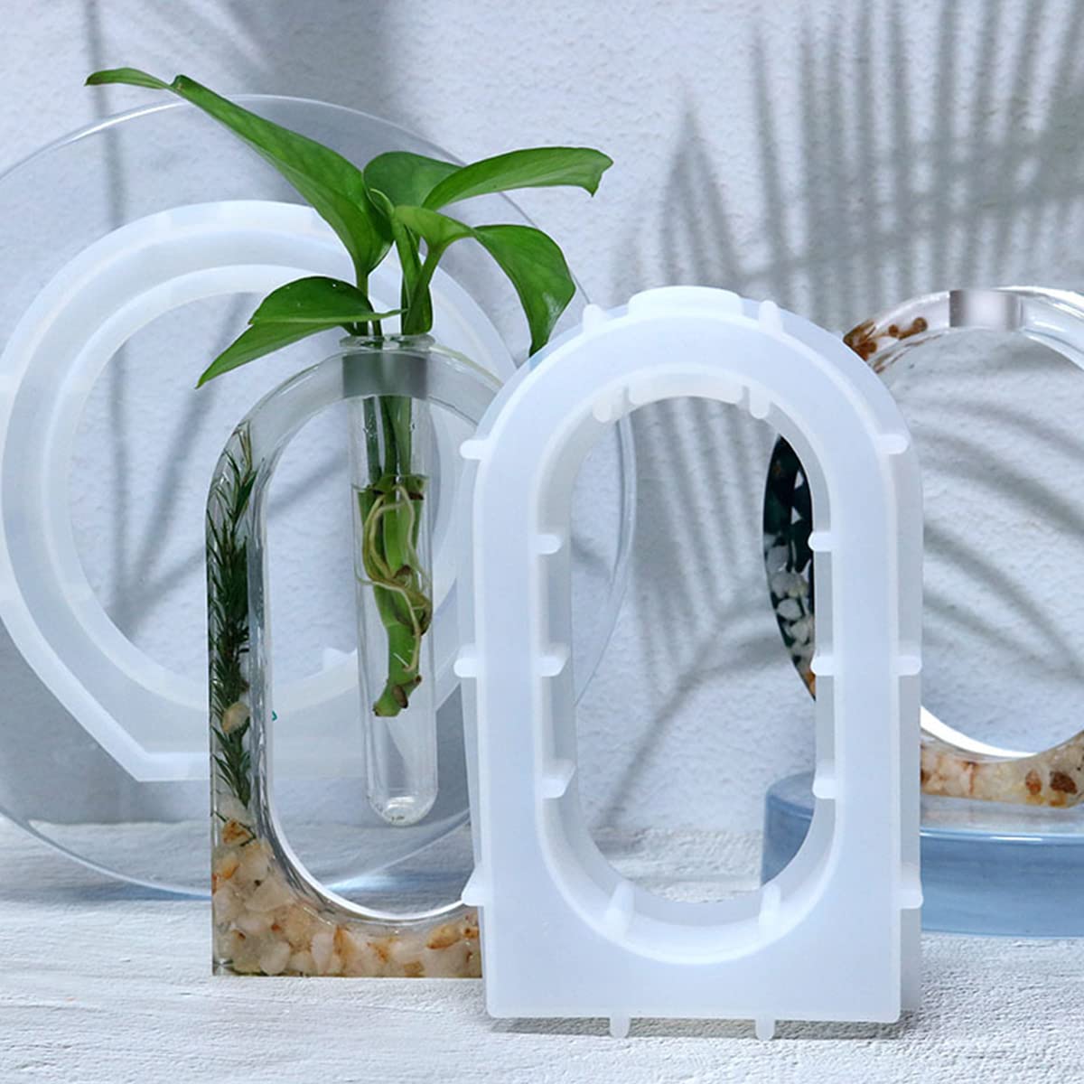 HASTHIP Resin Mold for Vase with 2pcs 12cm Tubes featuring Arch Stand Design | DIY Hydroponic Desk Decor