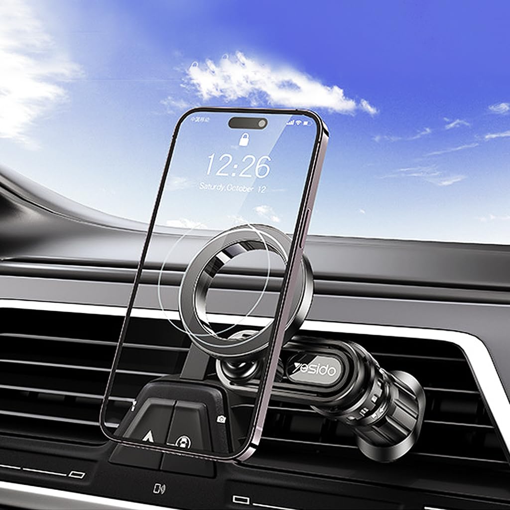 STHIRA® Magnet Mobile Holder for Car, Phone Holder Stand Air Vent Mounted Phone Holder Mag-Safe Ring Phone Holder 360° Rotatable Phone Holder Car Phone Holder for iPhone Universal Car Phone Holder