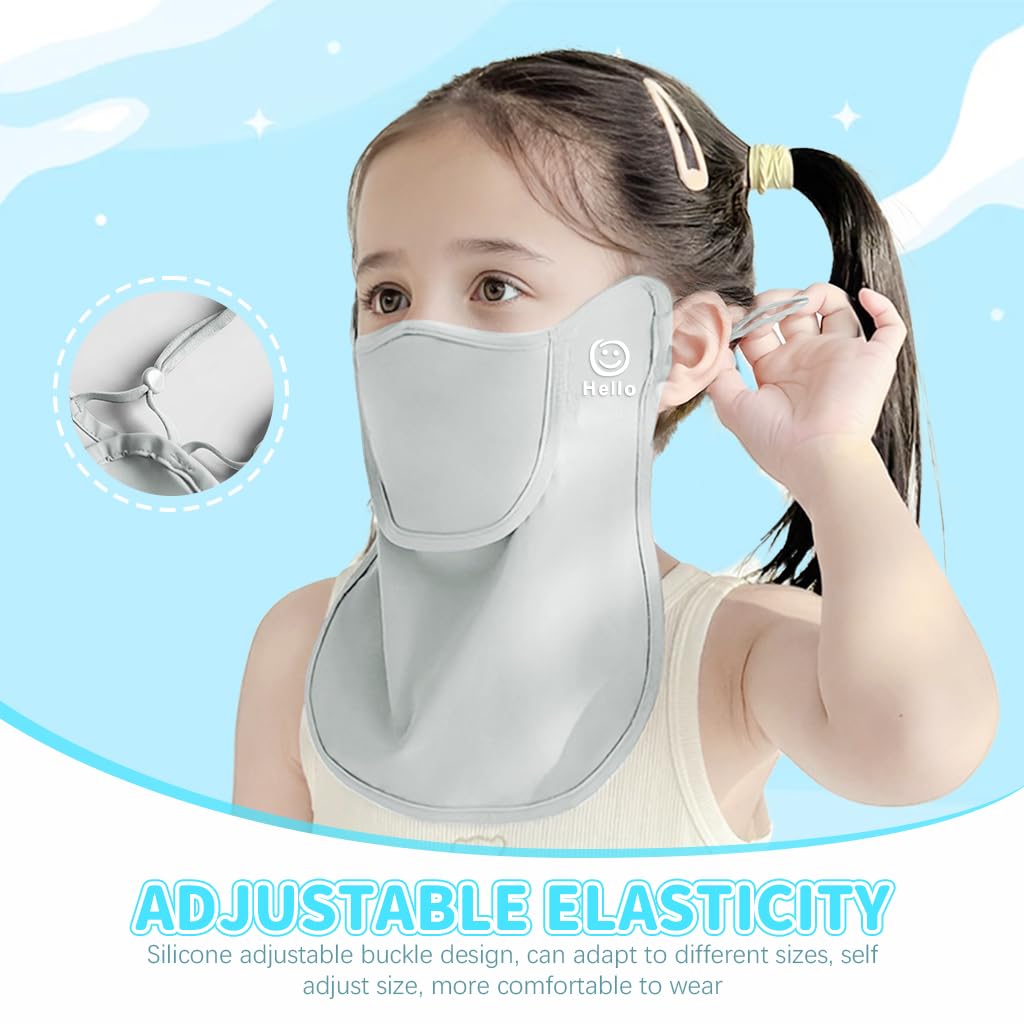 SNOWIE SOFT Face Mask for Kids with UPF 50+ Sun Protection featuring Adjustable Ear Loops and Ice Silk Fabric