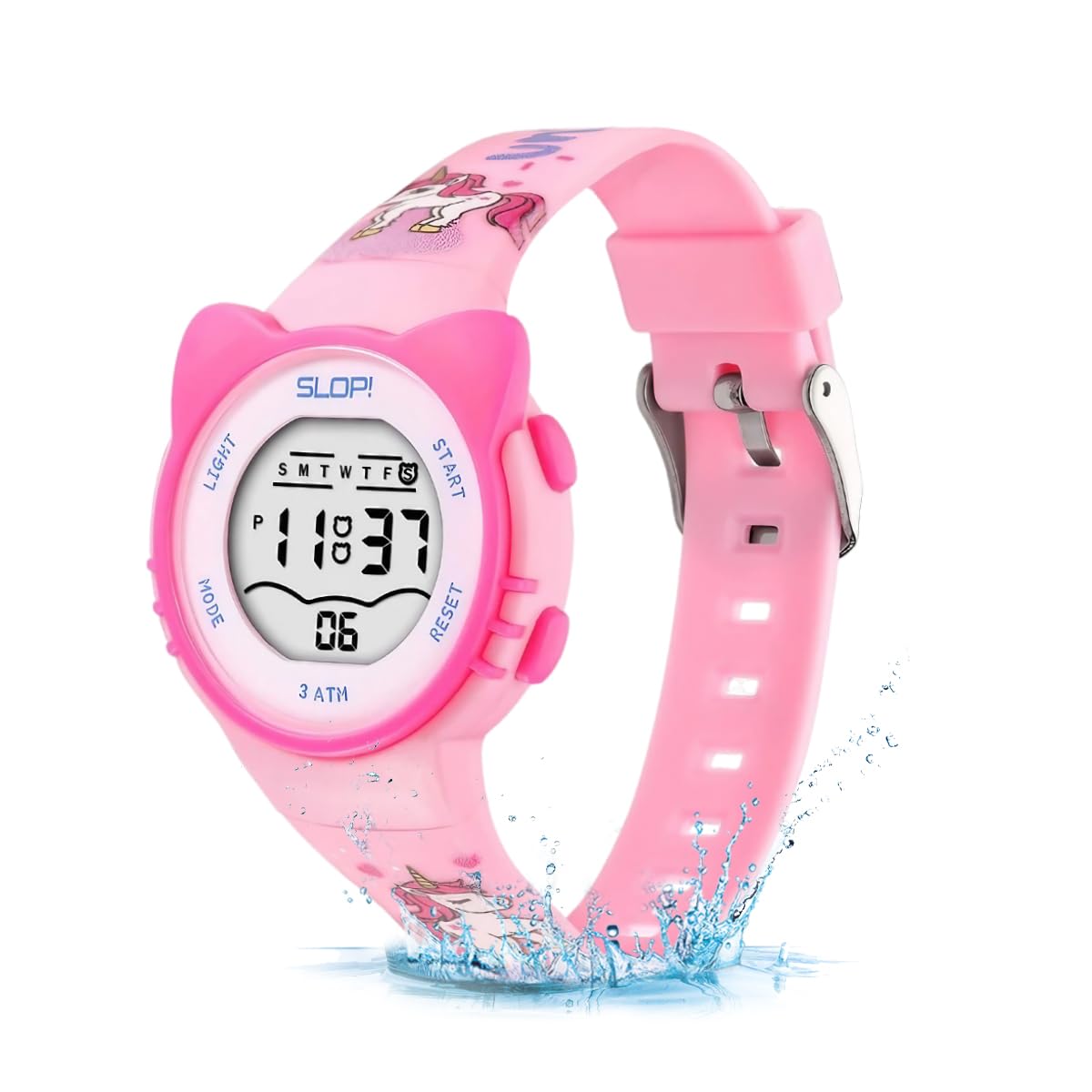 ZIBUYU Unicorn Kids Wrist Watch for Girls with Glow in the Dark LCD Display and Silicone Band