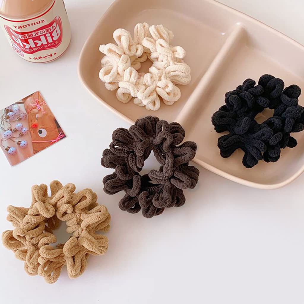 ZIBUYU 12pcs Fluffy Scrunchie Combo Scrunchies for Girl Women Hair Scrunchies for Girl Hair Accessory Stylish for Girl Hair Accessories, 4 Colors