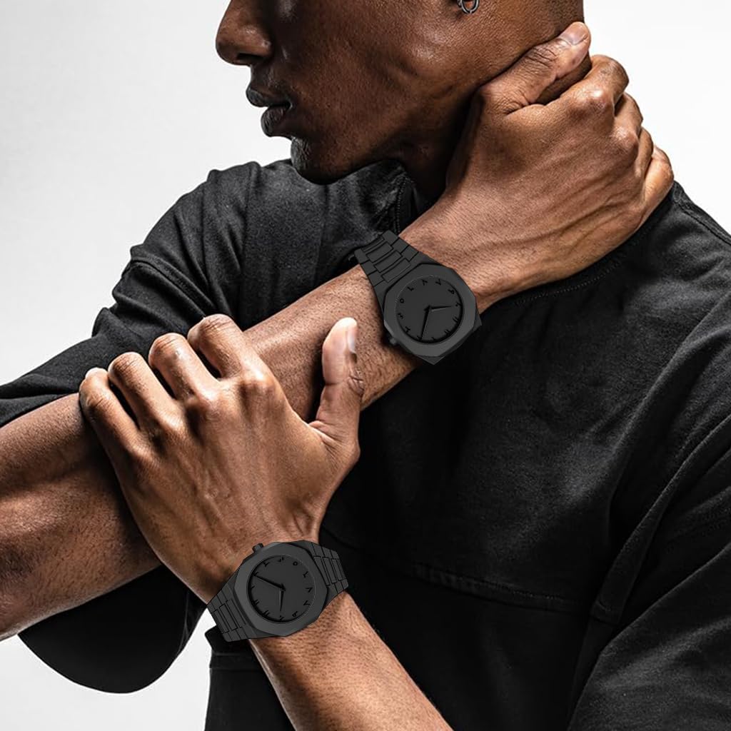 PROBEROS Watch for Men featuring Black Octagonal Case and Analog Mechanism | Gift Box Set