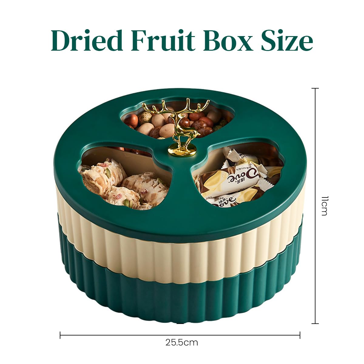 HASTHIP® Snack Serving Tray Nuts Serving Tray with Lid Double-Tier 6-Compartments Snack Tray Modern Dessert Serving Tray Dried Fruit Serving Tray Candy Box Snack Holder