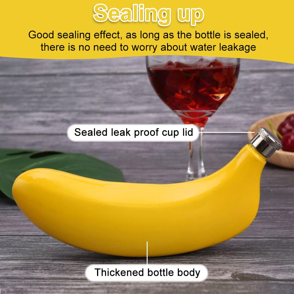 Supvox Liquor Flask for Travel and Parties with 5oz Capacity featuring Leak Proof Lid | Banana Shaped Stainless Steel Hip Flask Gift