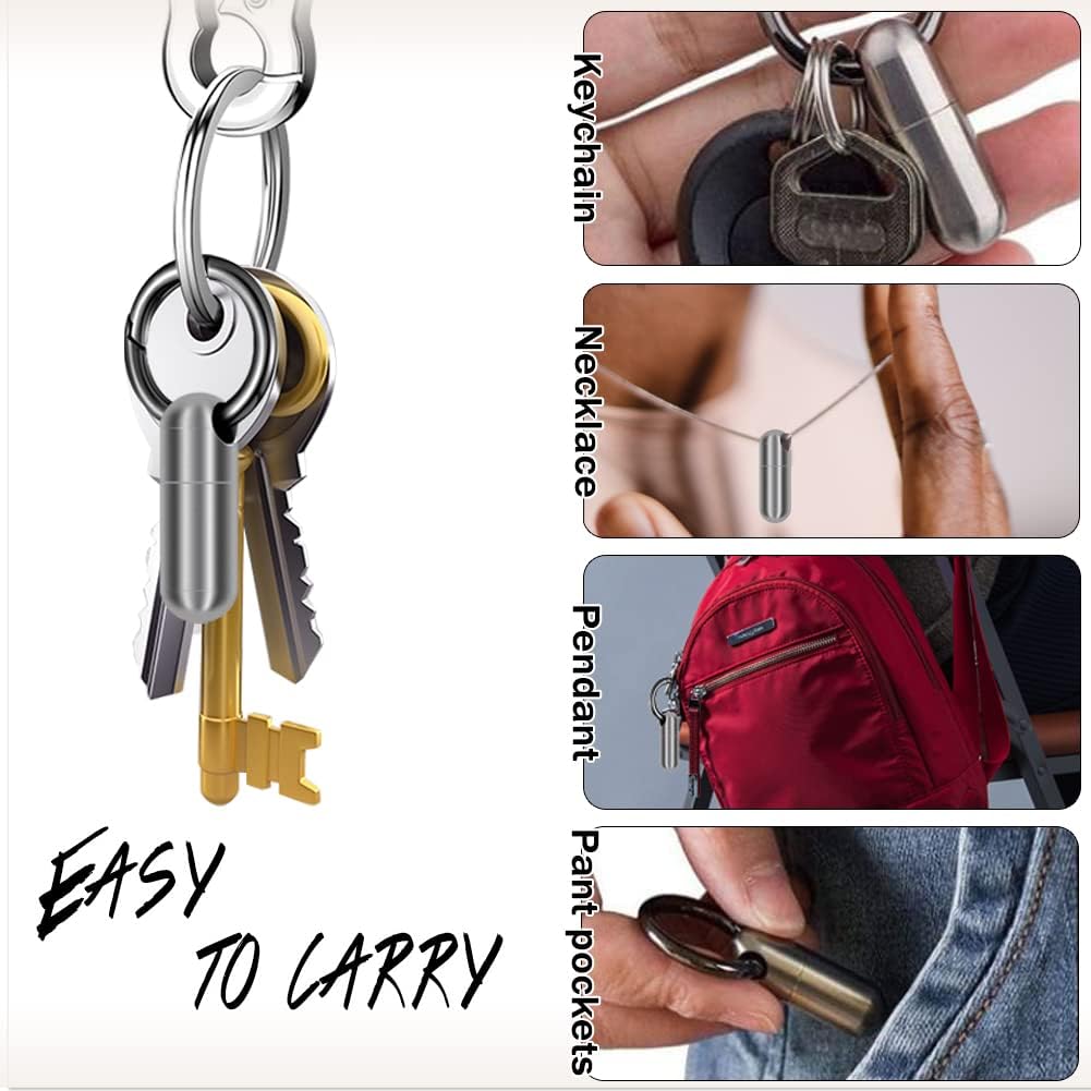 HANNEA Micro Keychain Pill Holder for Compact Travel Storage with 9.7x18mm Slim Design