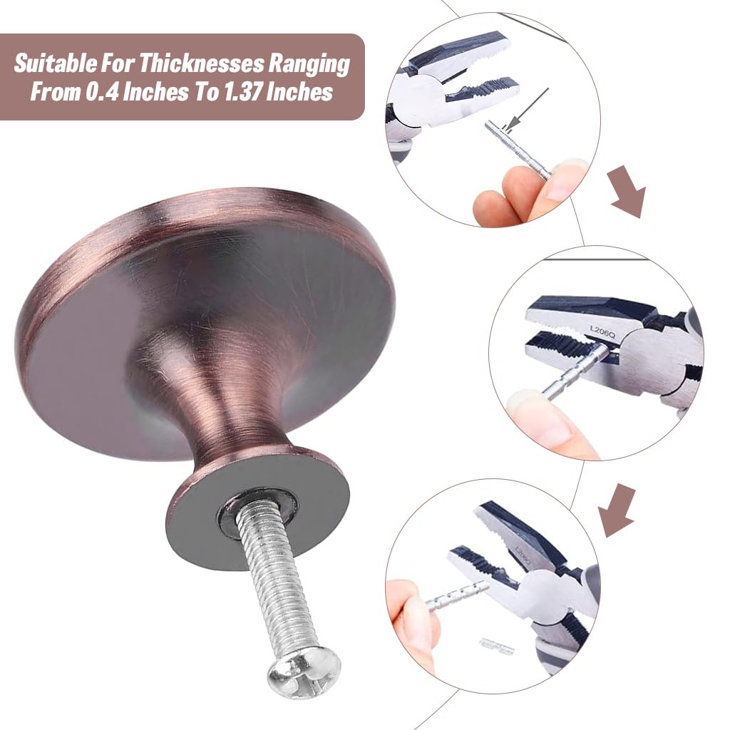 HASTHIP knobs for drawers with 1.29 in round ergonomic grip and brushed brown zinc alloy | 3 piece set