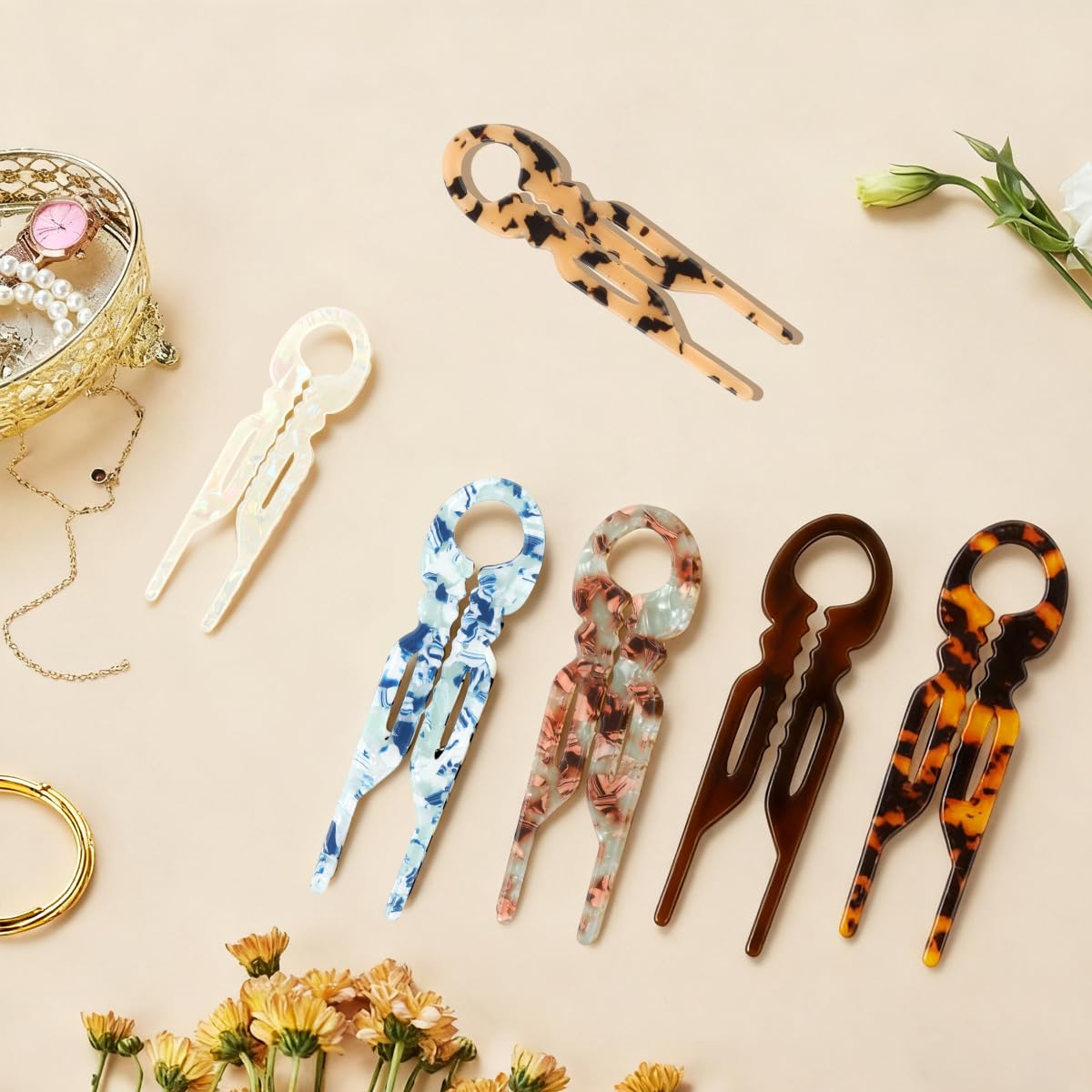 MAYCREATE Hair Pins for Women 6 PCS Set featuring Double Notch Locking Mechanism | for Thin and Thick Hair