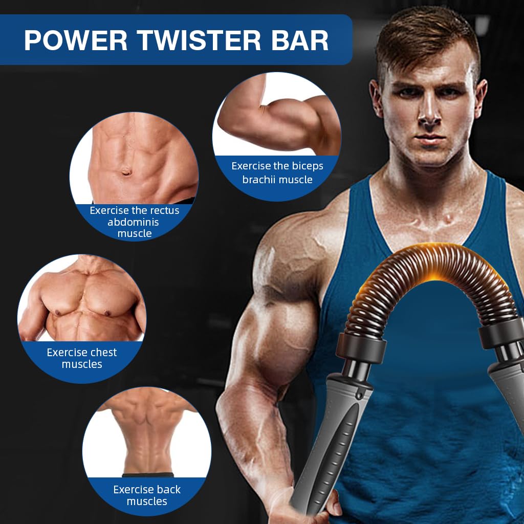 Proberos Power Twister Bar for Upper Body Training featuring 110lbs to 154lbs Resistance | Advanced Carbon Steel with Rubberized Grip