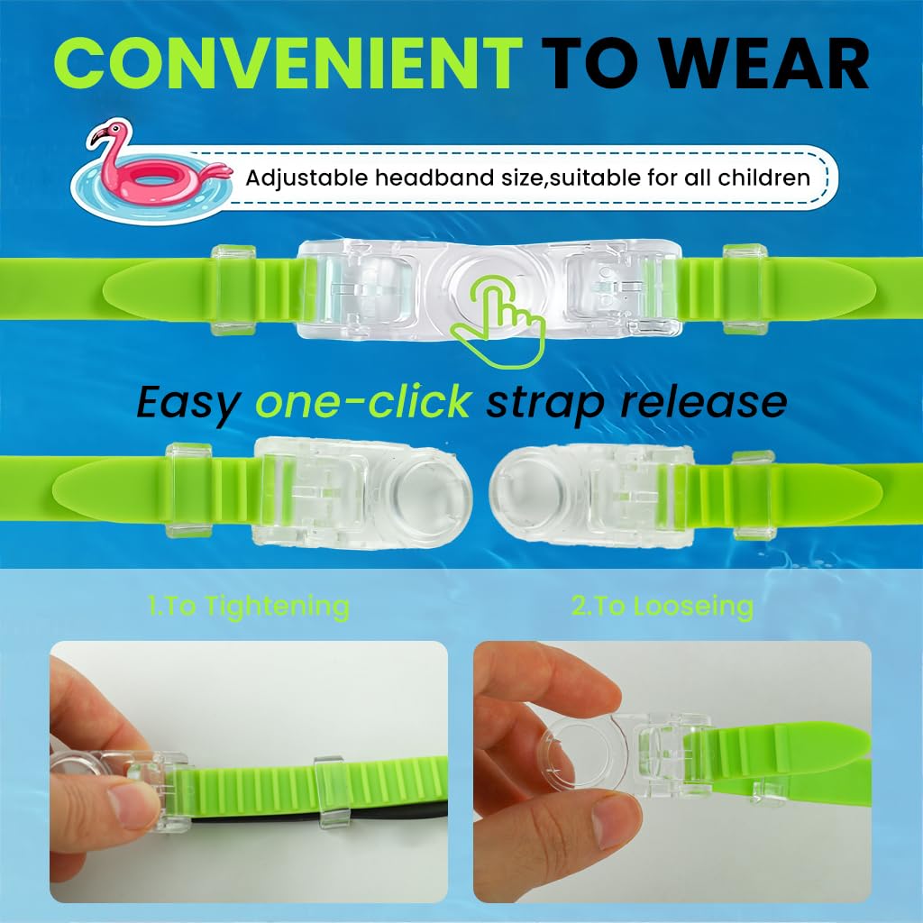 Zibuyu Swimming Goggles for Kids Ages 6–14 with Wide View and Anti-Fog UV Protection | Adjustable Silicone Frame