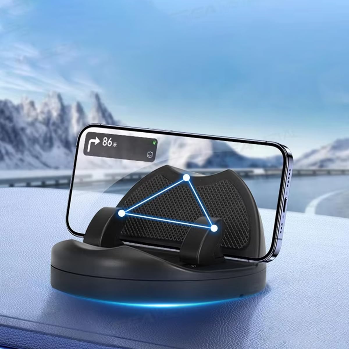 Zibuyu Car Mobile Holder for Dashboard with 360° Rotation and Glow Contact Display | Universal Fit