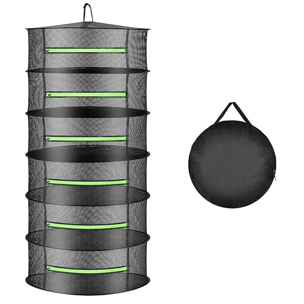HASTHIP Herb Drying Rack for Herbs and Plants with 6 Layer 60cm Mesh Net | Black Foldable Design