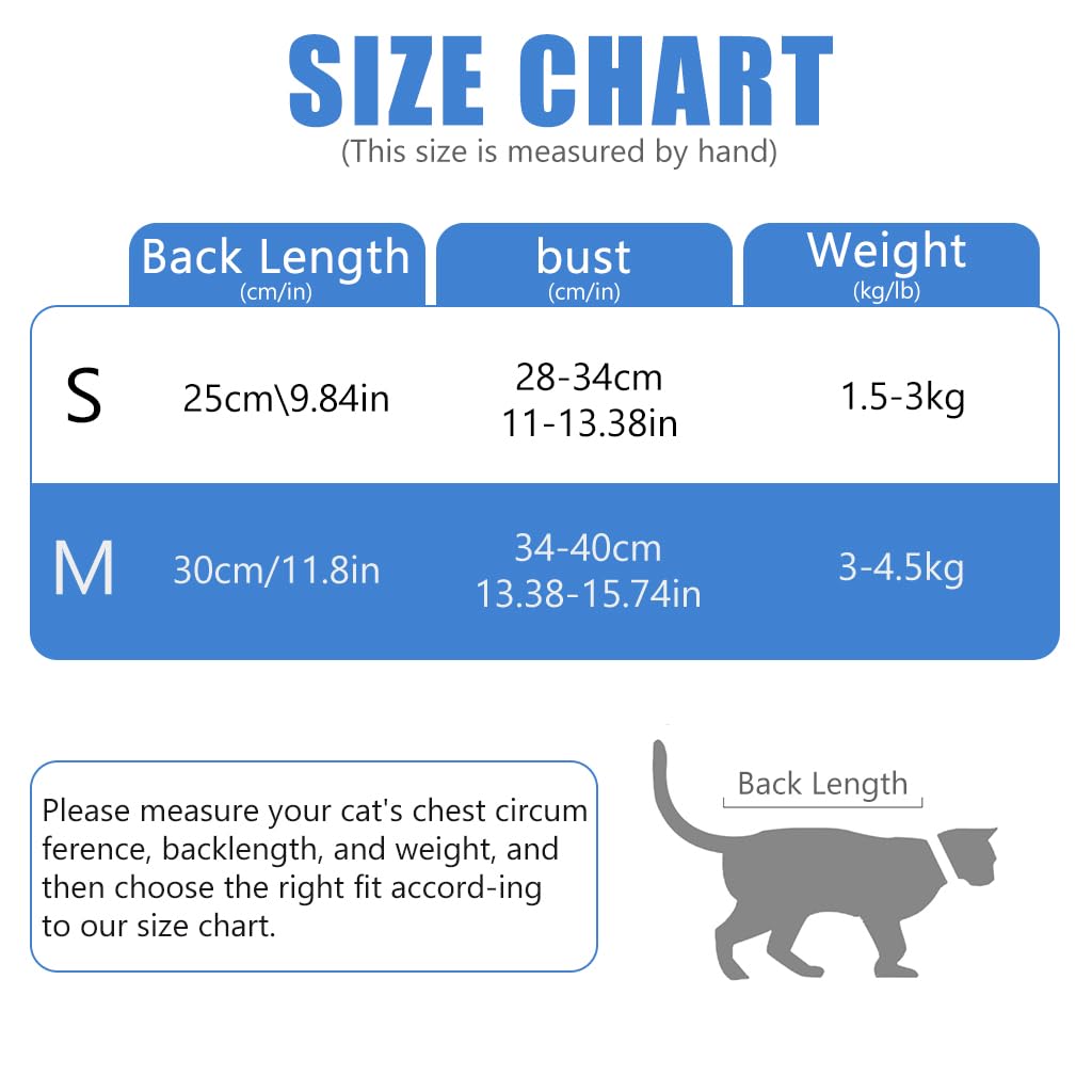 Qpets® Cat Clothes, Kitten Clothes for Cats Recovery Suit After Surgery for Abdominal Wounds, Fashion Blue Tie-dye Cat Clothes for Summer Cat Everyday Clothing Sterlization Suit (M, Blue)