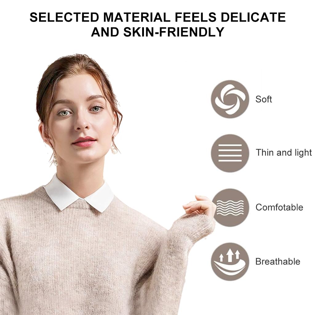 Zibuyu Women Detachable Collar with 4 Button Design White Cotton 3 PCS for Dresses | Free Size 19.5x10x0.5CM