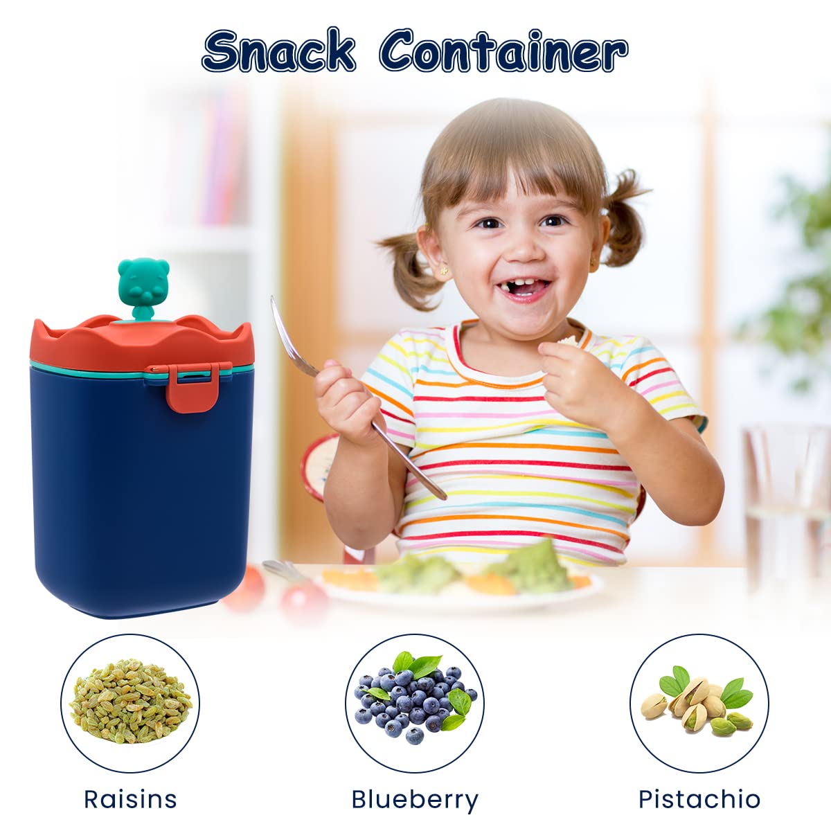 SNOWIE Baby Formula Dispenser for Travel with 430g Capacity featuring Double Lid Seal | BPA Free PP Container for Milk Powder and Snacks