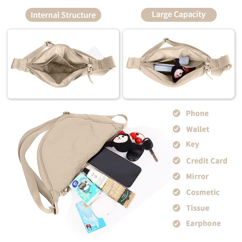 Zibuyu Crescent Bag for Daily Use with 12x3.5x6.5 in Capacity featuring Adjustable Strap & Waterproof Nylon Design