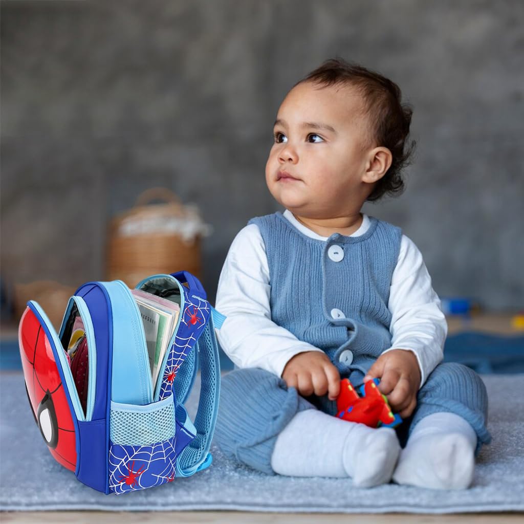 FANCYKU School Backpack for Kids with Large Capacity and Burden Relief | Blue Bag for Boys 2–4 Years