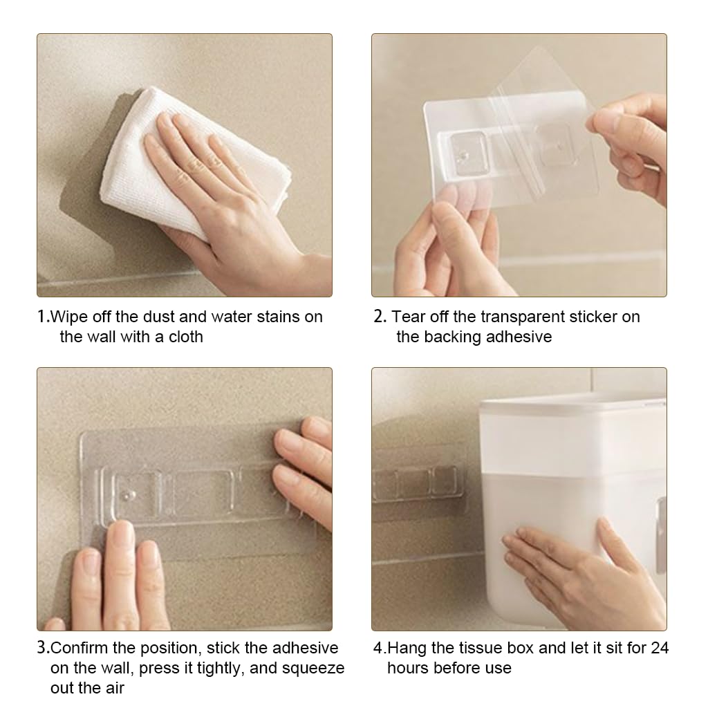 HASTHIP Tissue Paper Holder for Bathroom and Kitchen featuring Waterproof Wall Mount Design | White