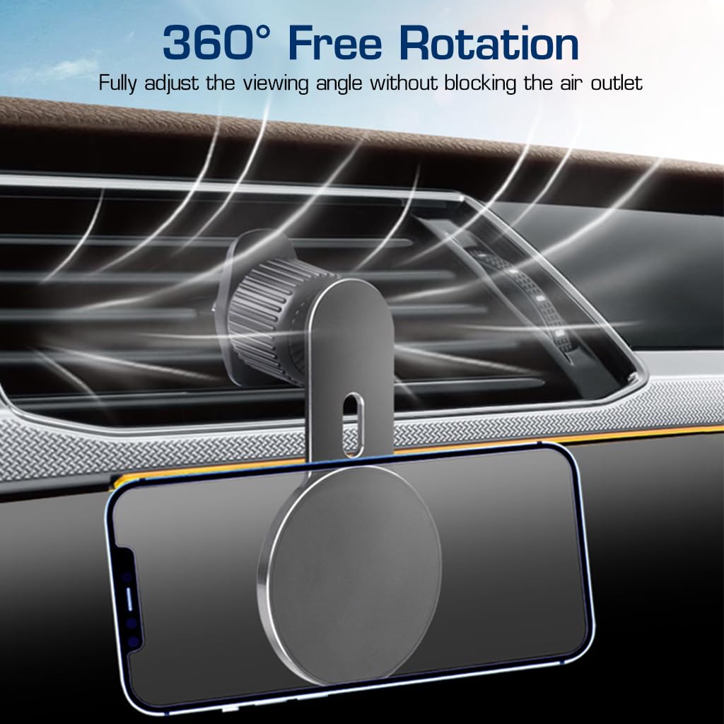 STHIRA Magnetic Mobile Holder for Car with 8 Strong Magnets and 360° Rotatable Design | Aluminum Alloy Build