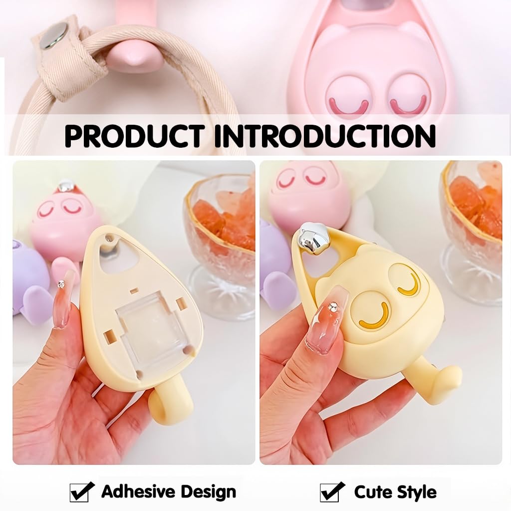 HASTHIP Cartoon Wall Hooks for Entryway and Bathroom with Blinking Eyes Design | 2Pcs No‑Drill Dual Color Hangers