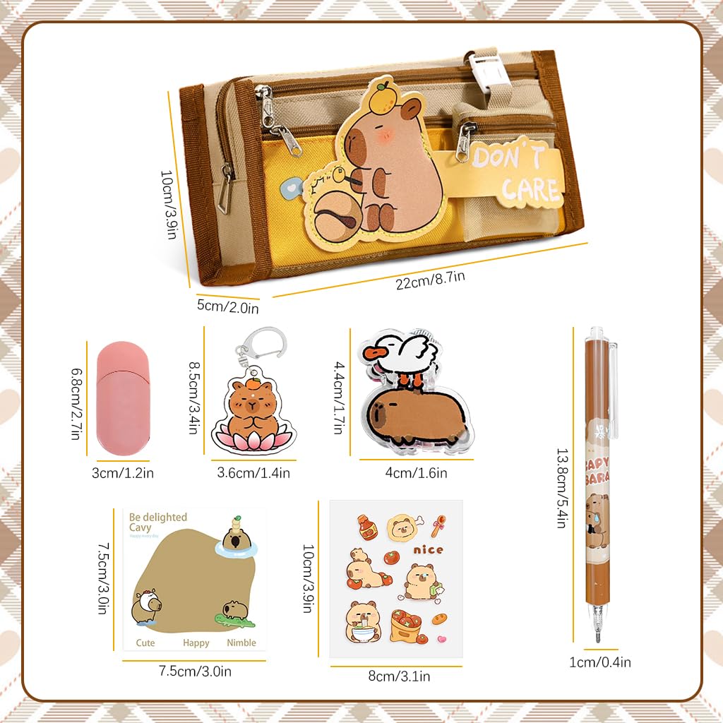 Climberty Capybara Stationery Set for Students with 128 pcs Cute Cartoon Supplies | Gift Idea