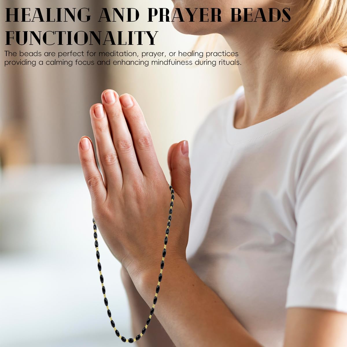 Zibuyu Glass Healing Beads Necklace Set for Meditation and Style | 10Pcs White Black Clear Beads